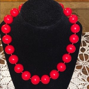 Vintage large red bead necklace